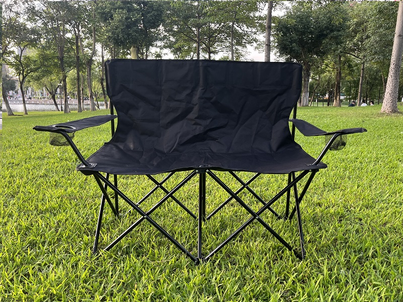 Foldable Double Persons Camping Chair With Two Cup Holders