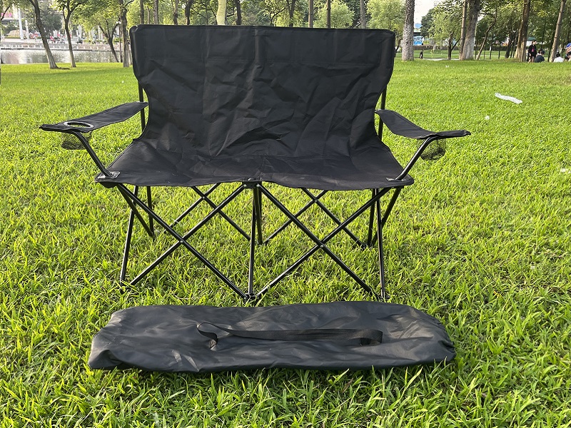 Foldable Double Persons Camping Chair With Two Cup Holders