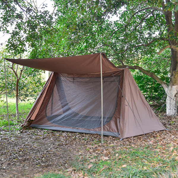 A-Frame Bridge 3Persons Canvas Tent With Sun Shelter